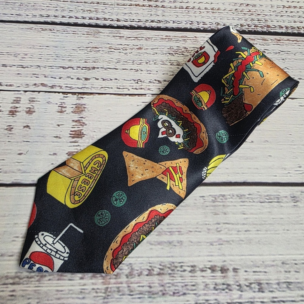 Vintage Taco Bell Pepsi Barco Tie 1992 All Over Print Polyester Made In USA